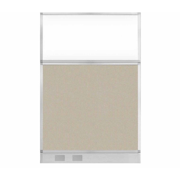Hush Panel Configurable Cubicle Partition 4' x 6' Sand Fabric Clear Window w/ Cable Channel